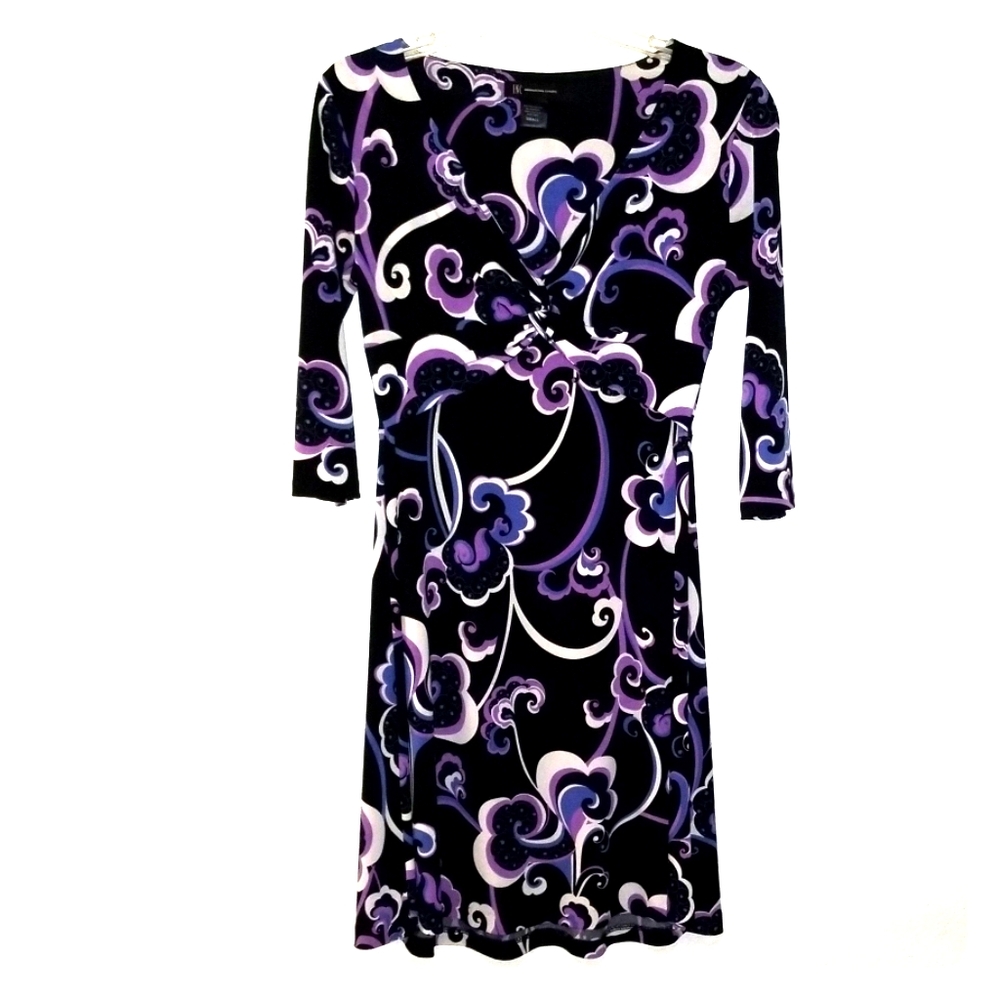 INC Black w/purple/white/blue Dress